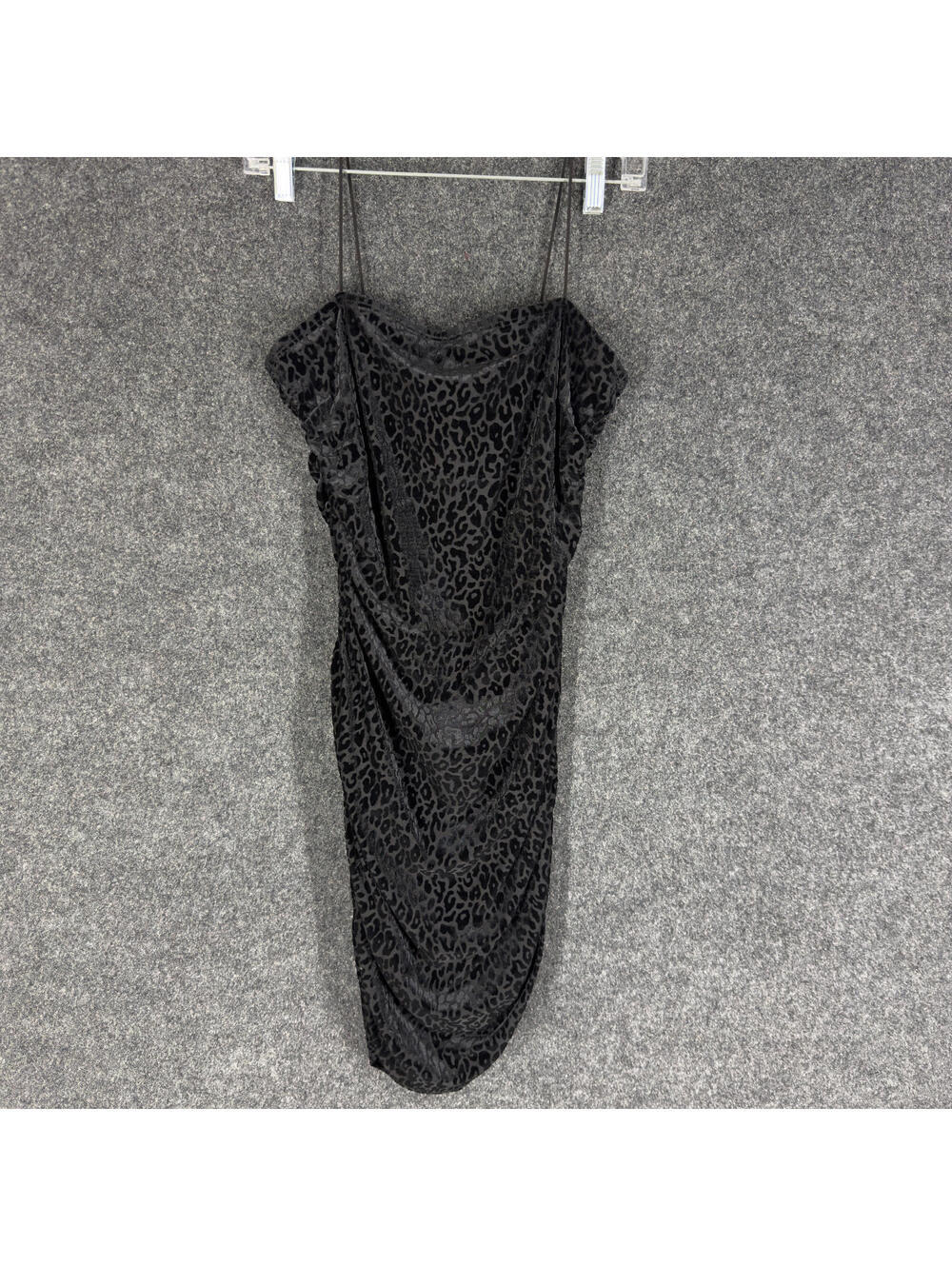 New Windsor Dress Women L Large Black Animal Print Sheath Midi Velvet Sleeveless